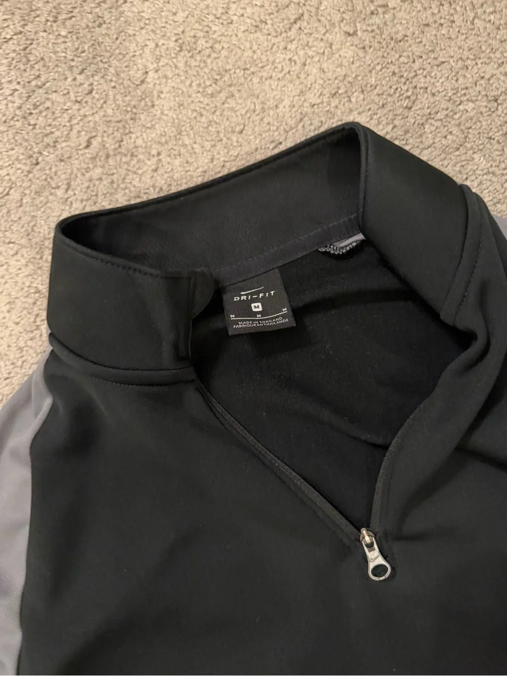 Nike Black Pullover with Gray Sleeves and Neon Yellow Stripe